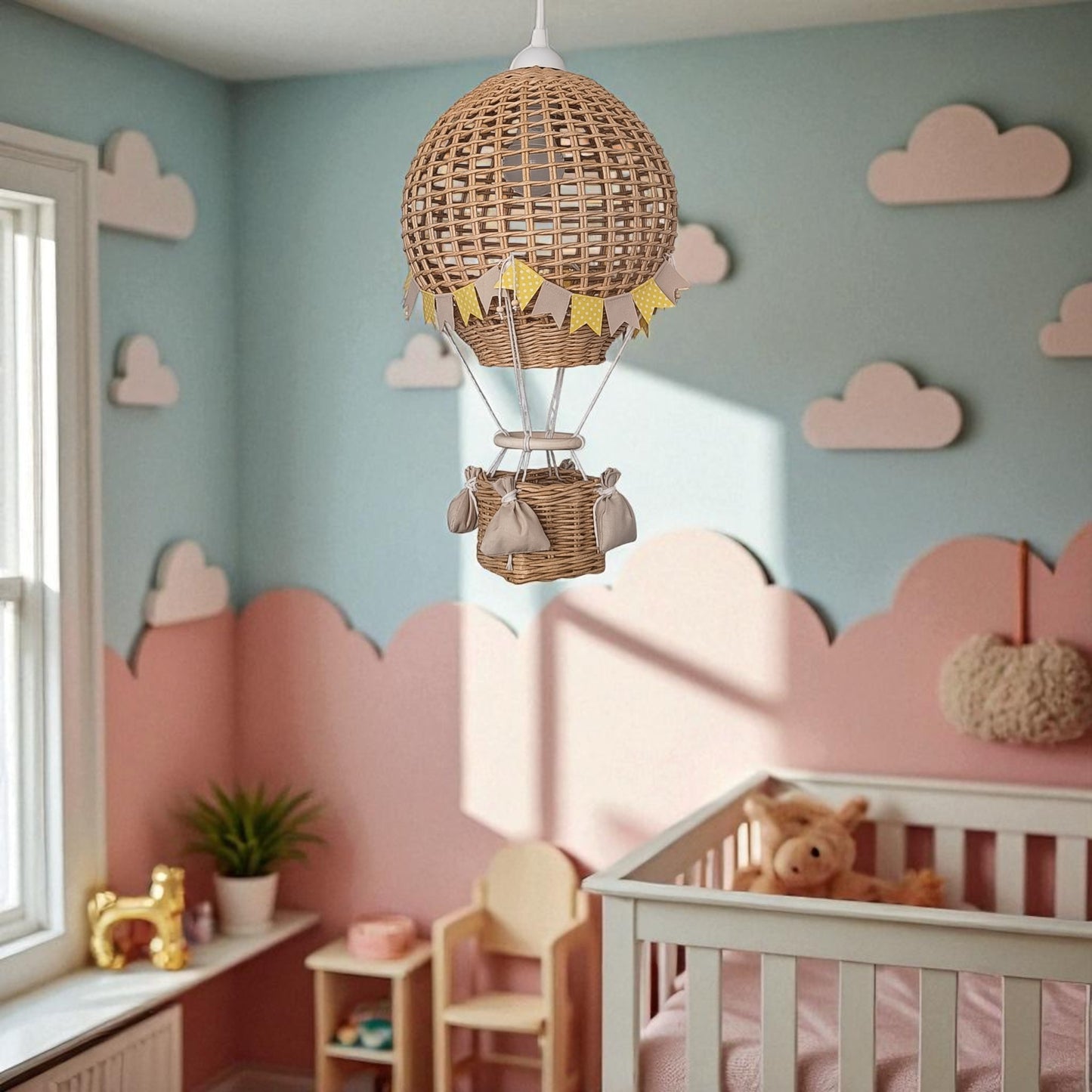 Blon lampshade with a basket for a child's room