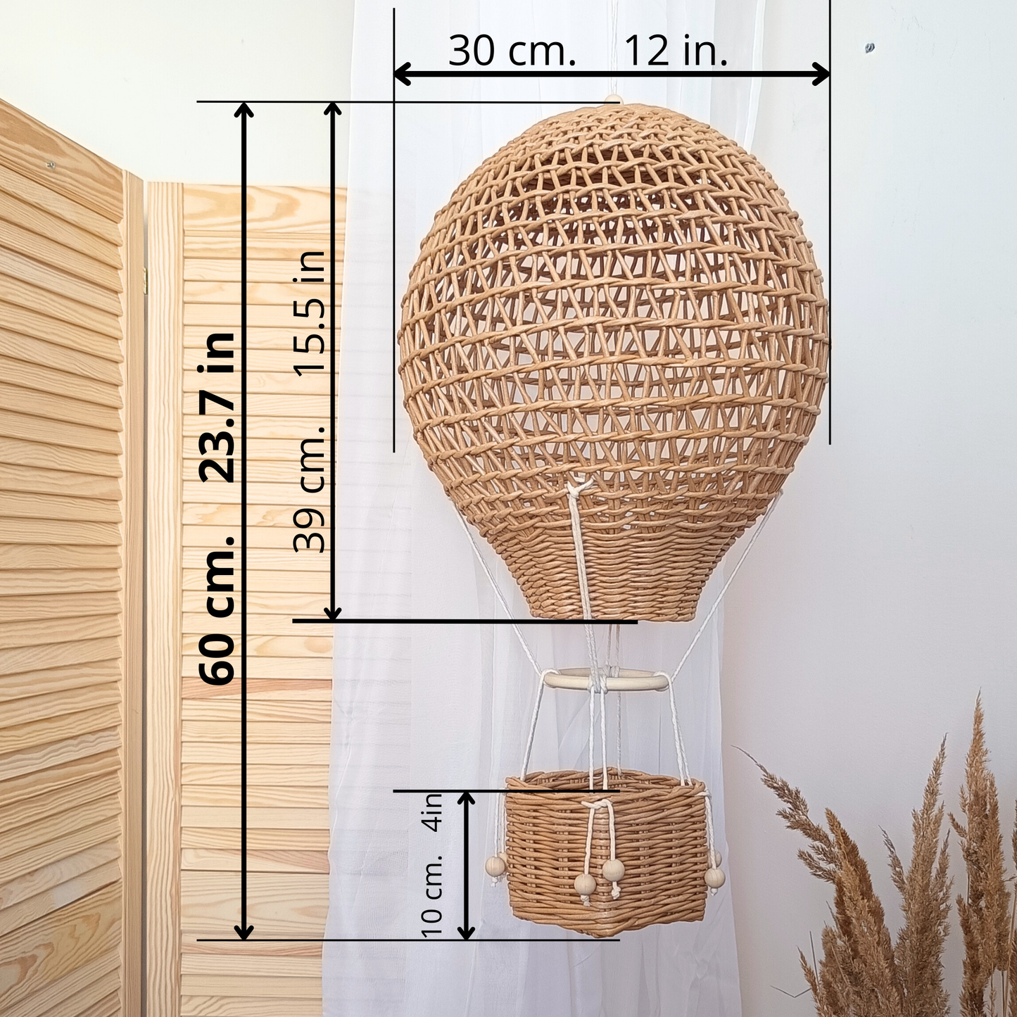 Large Balloon with basket decorative boho and Provencal style