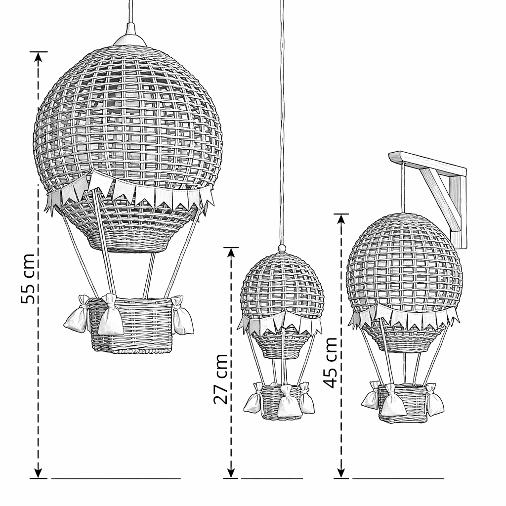 Zestaw do pokoju dziecięcego – abażur balon na ogrzane powietrze, lampka nocna i dekoracja
