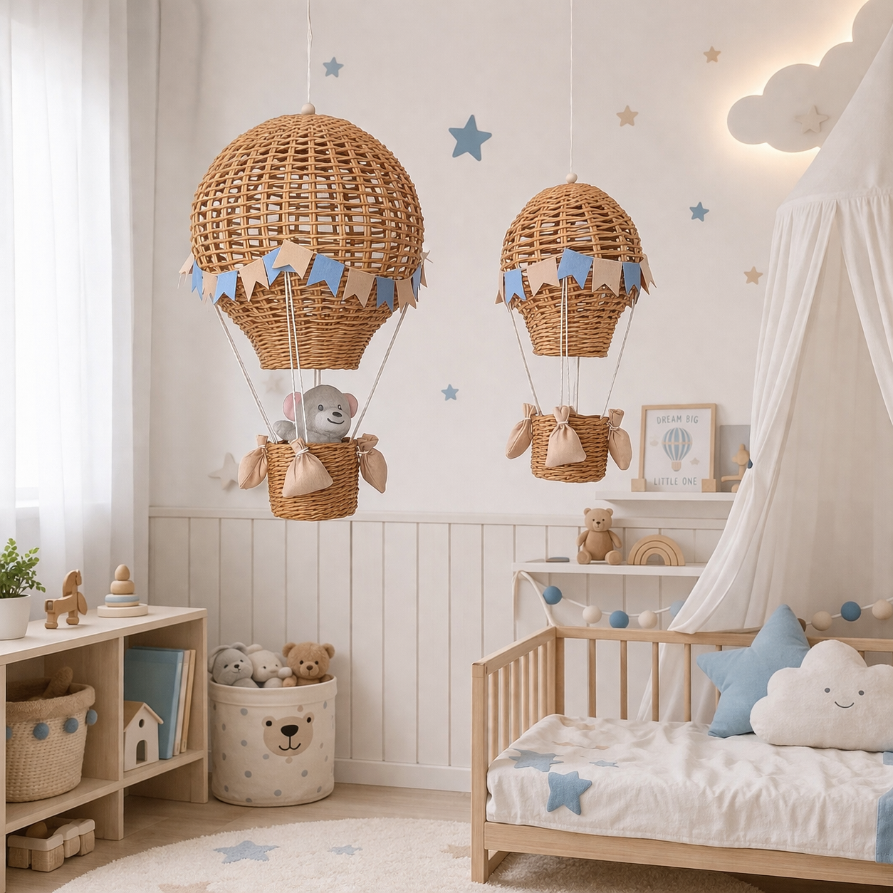 Hot Air Balloon Decor Set of 2 – Baby Boy Nursery Decor, Boy Room Decor, Baby Shower Gift