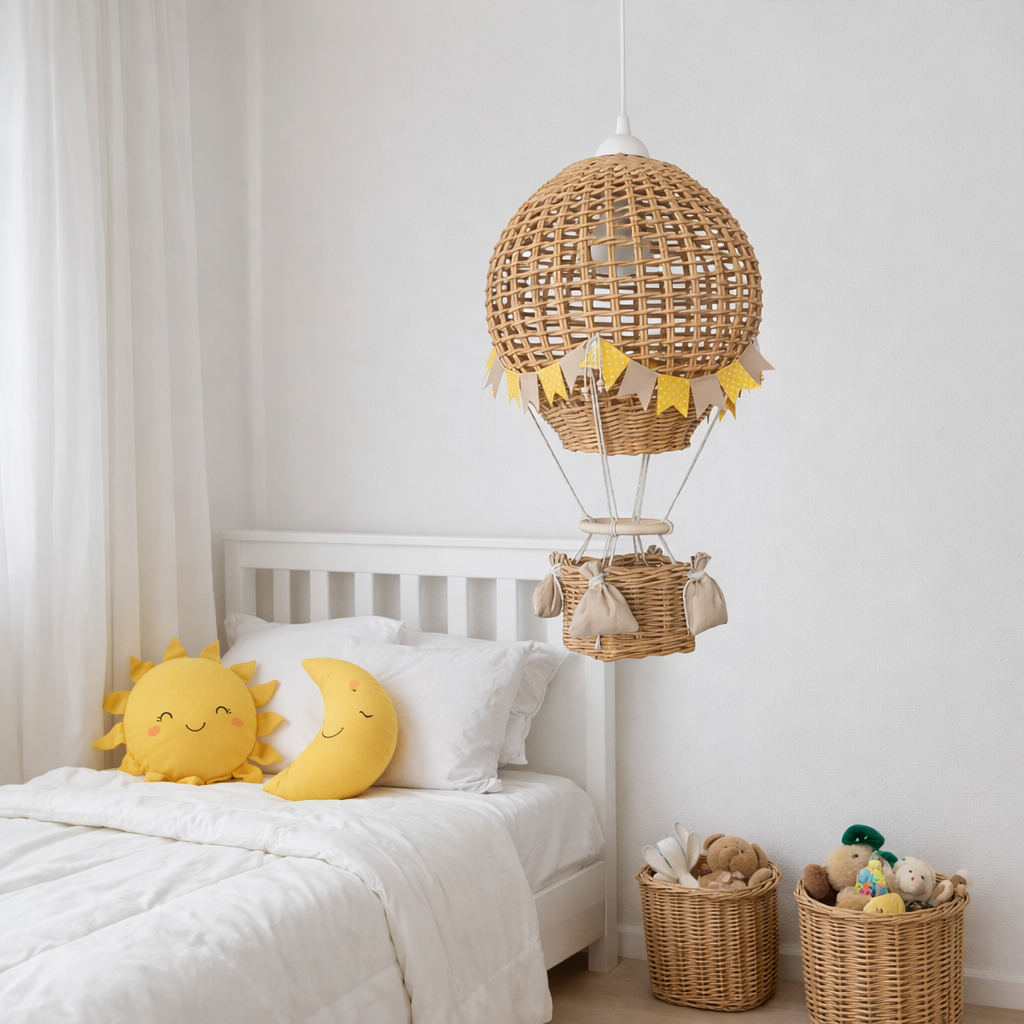 Blon lampshade with a basket for a child's room