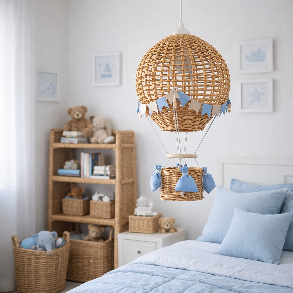 Lampa stołowa do pokoju chłopca Balon z koszem