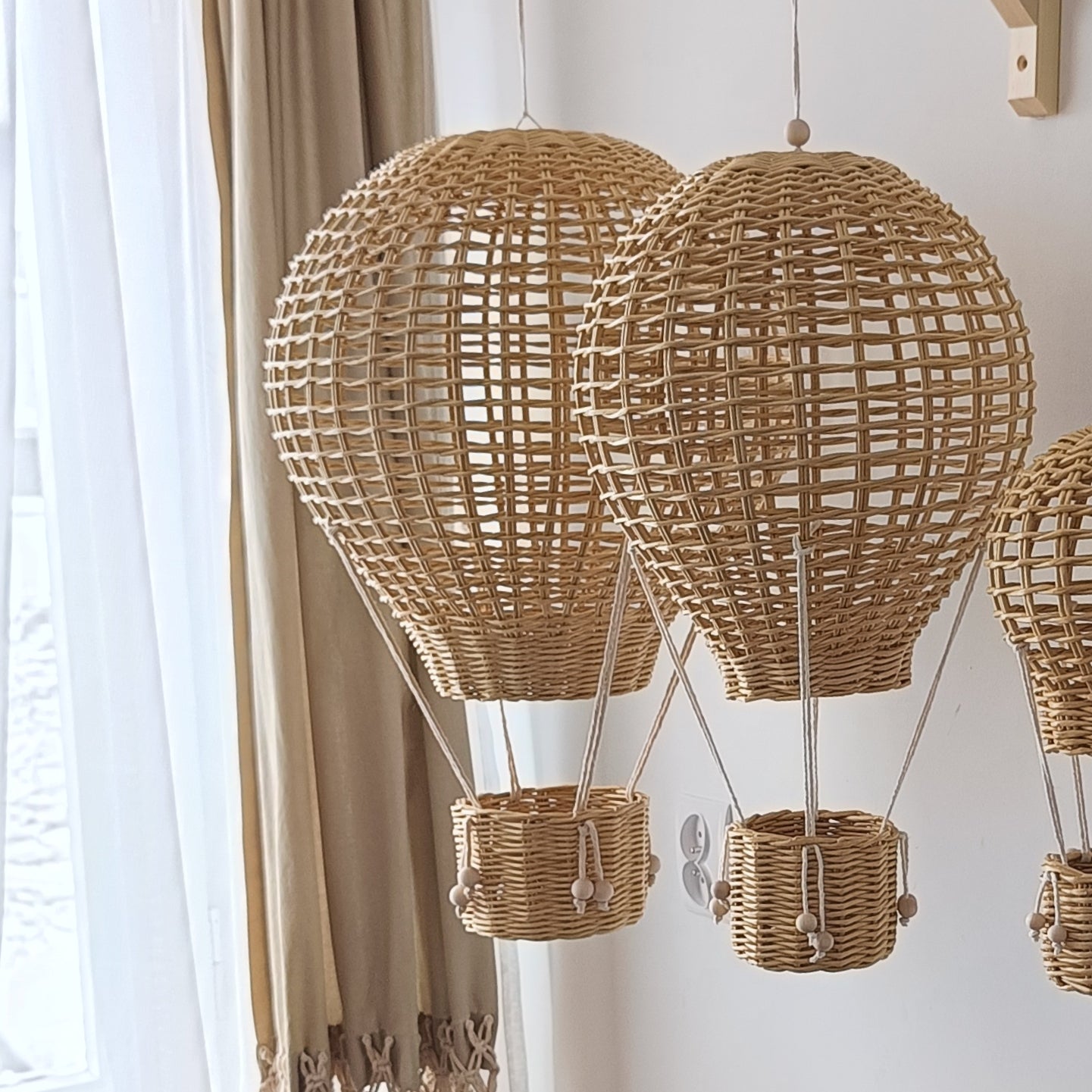 Balloon with decorative basket boho and Provence style, perfect gift and interior decoration
