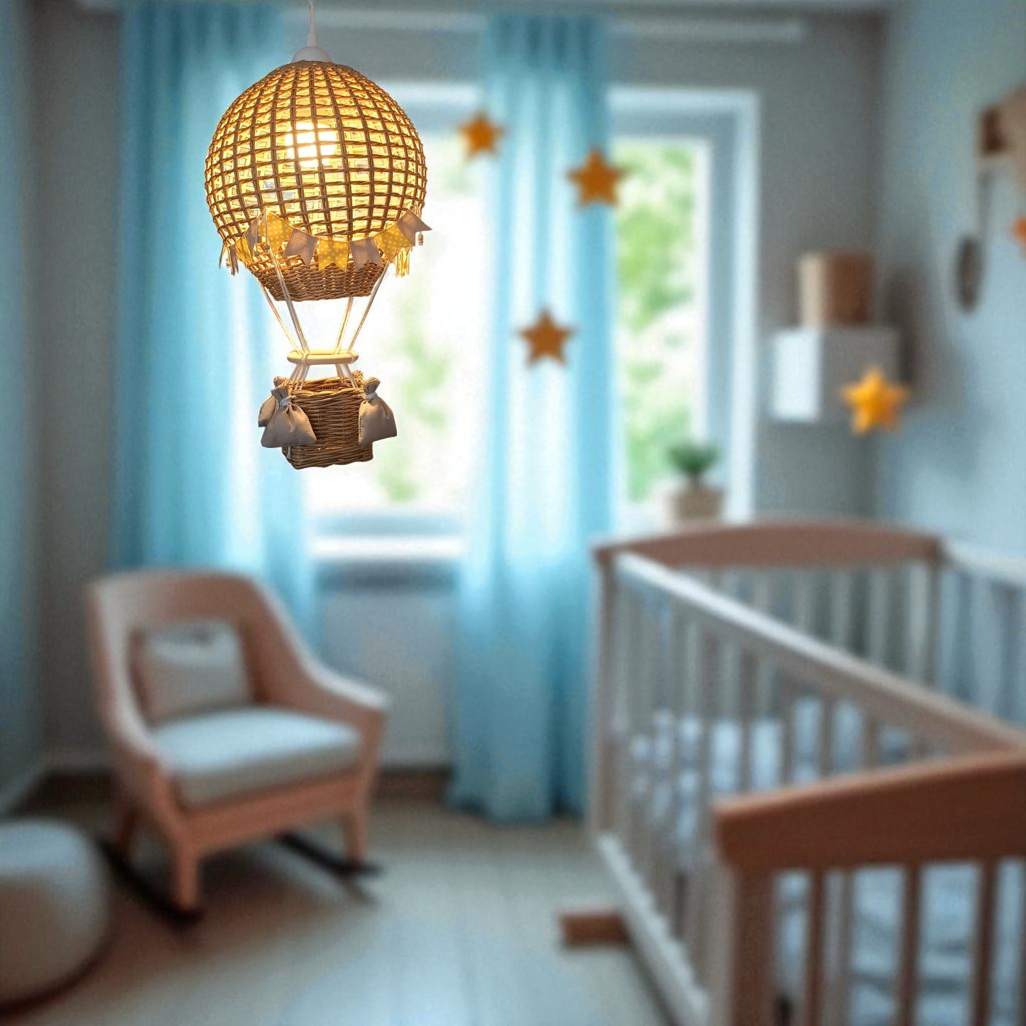 Blon lampshade with a basket for a child's room