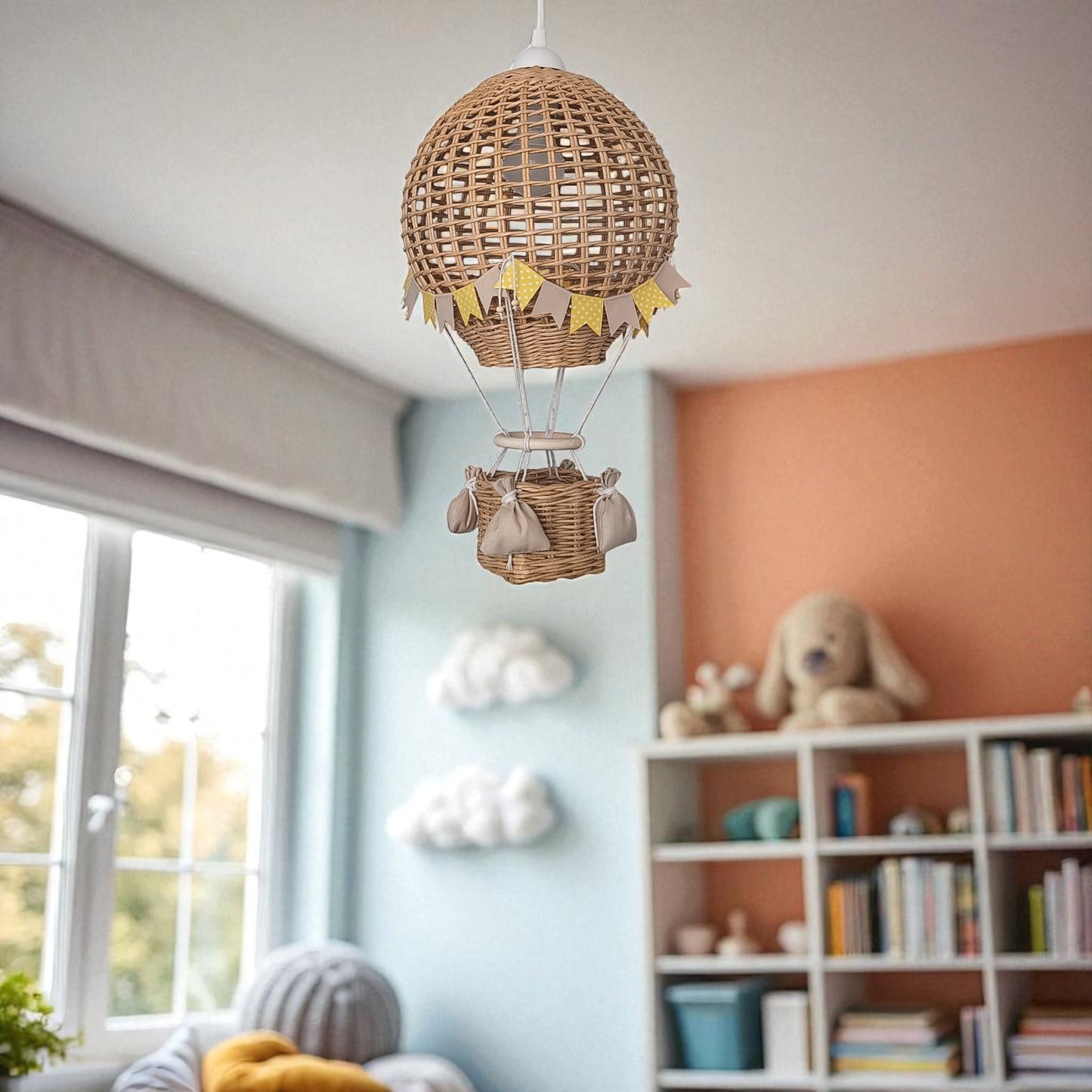Blon lampshade with a basket for a child's room