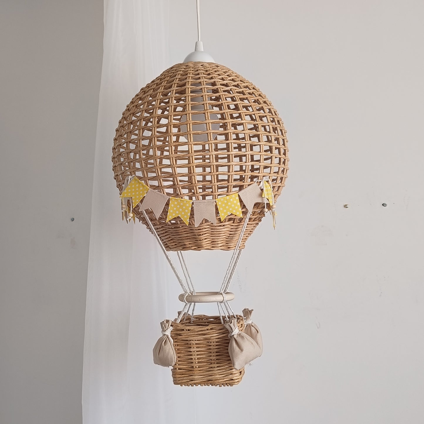 Blon lampshade with a basket for a child's room
