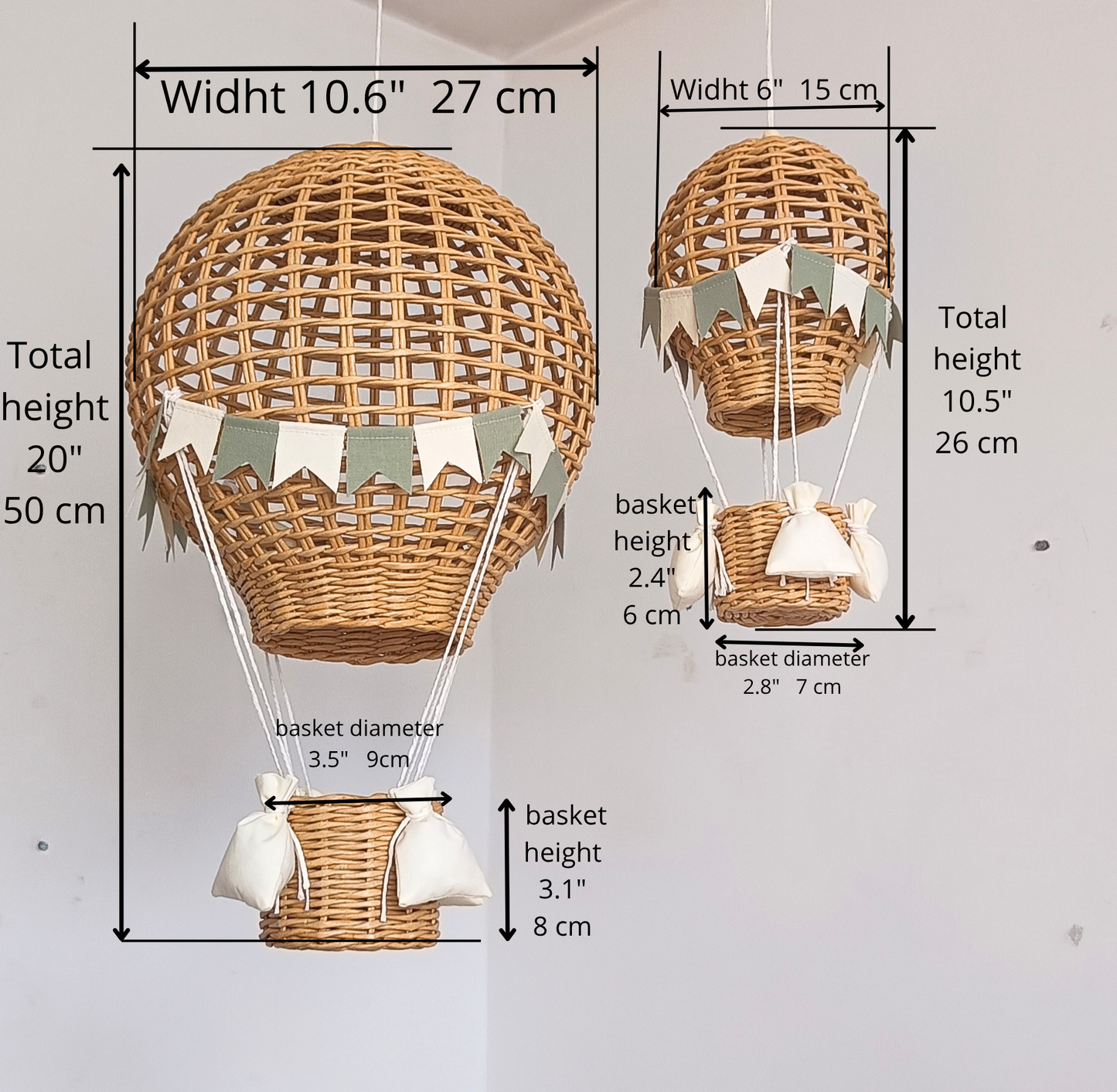 Hot Air Balloon Nursery Decor, Hanging Ceiling Decor for Baby Room