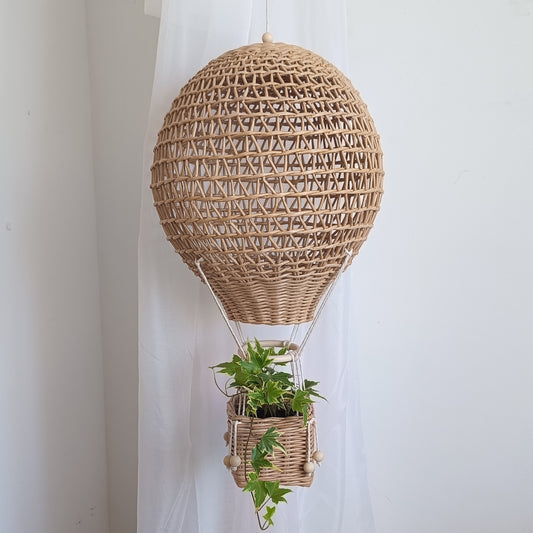 Large balloon with a basket, in a decorative boho and Provence style, perfect as a gift or interior decoration