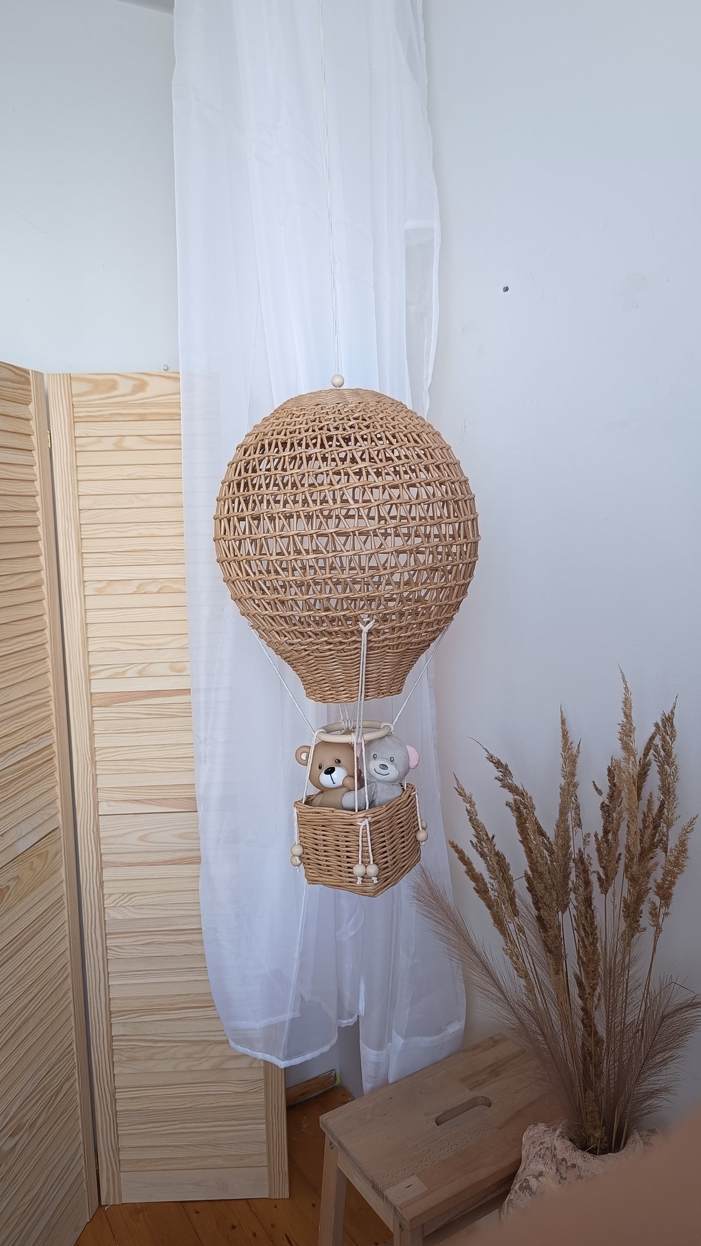 Large Balloon with basket decorative boho and Provencal style